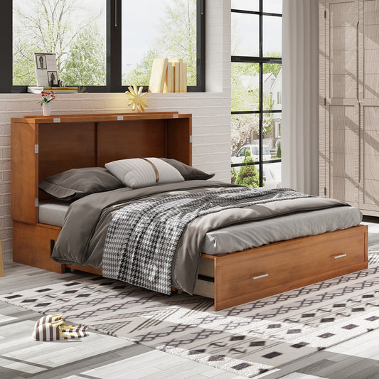 Mjkone USB Murphy Cabinet Bed With Foldable Foam Mattress