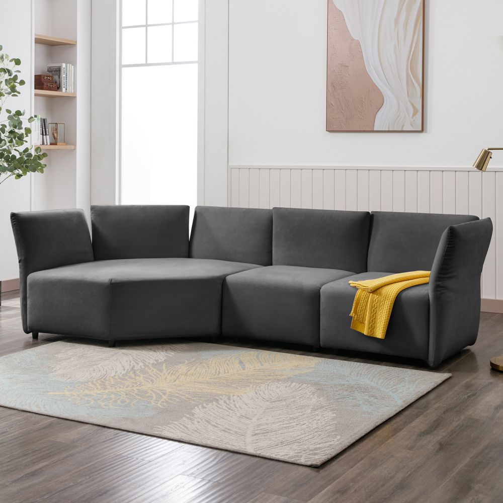 Mjkone 3-Piece Free Combination Curved Modular Sectional Sofa