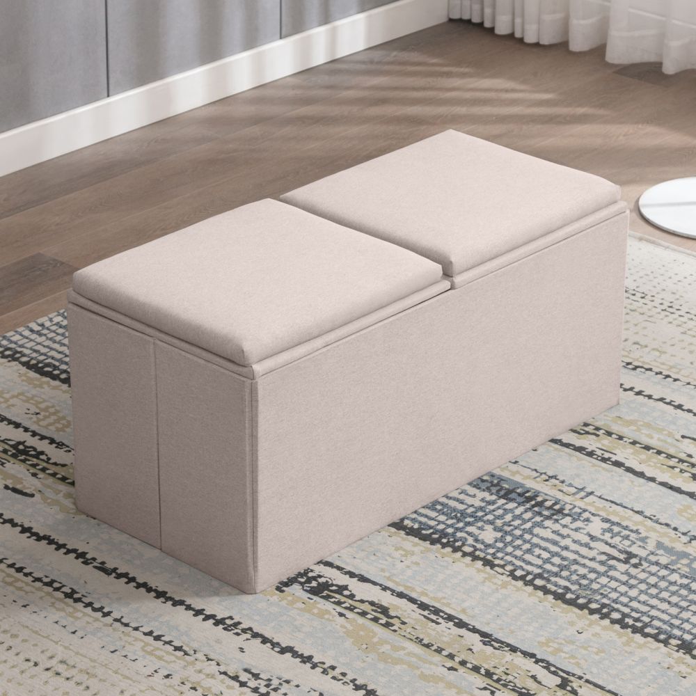 Mjkone Foldable Upholstered Ottoman Footrest Bench
