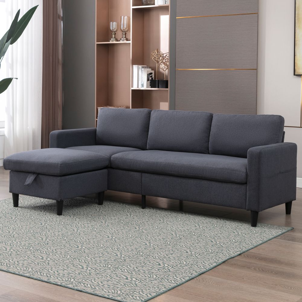 Mjkone 3-Seater Convertible Sectional Sofa with Storage Ottoman
