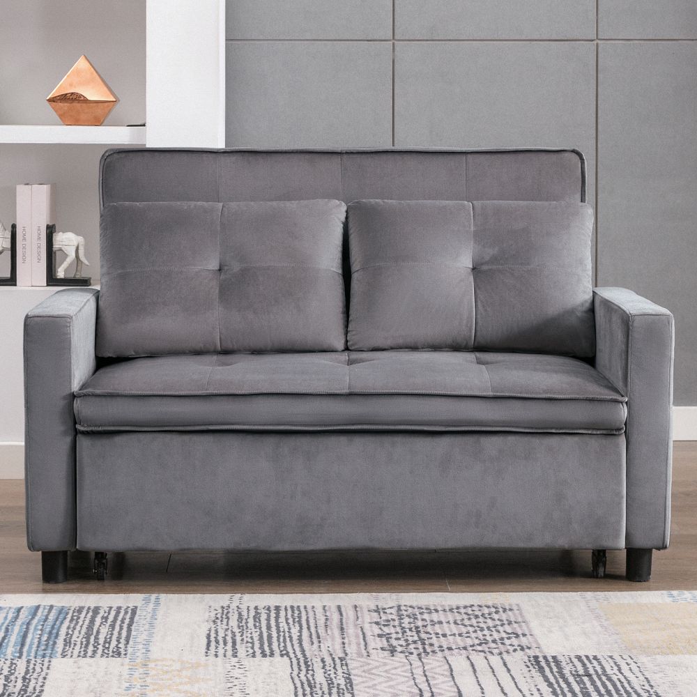 Mjkone Convertible Sleeper Loveseat Sofa Bed with Side Pockets