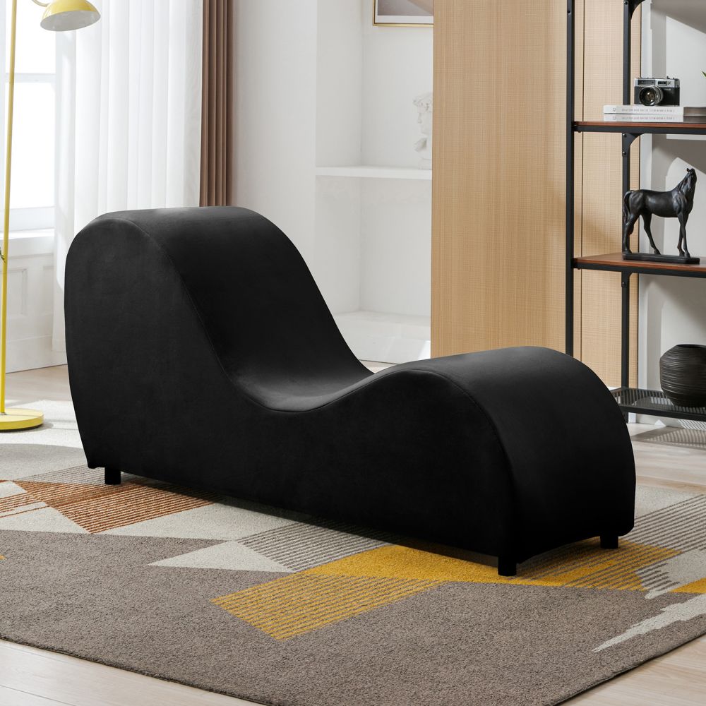 Mjkone Curved Chaise Lounge Velvet Yoga Chair