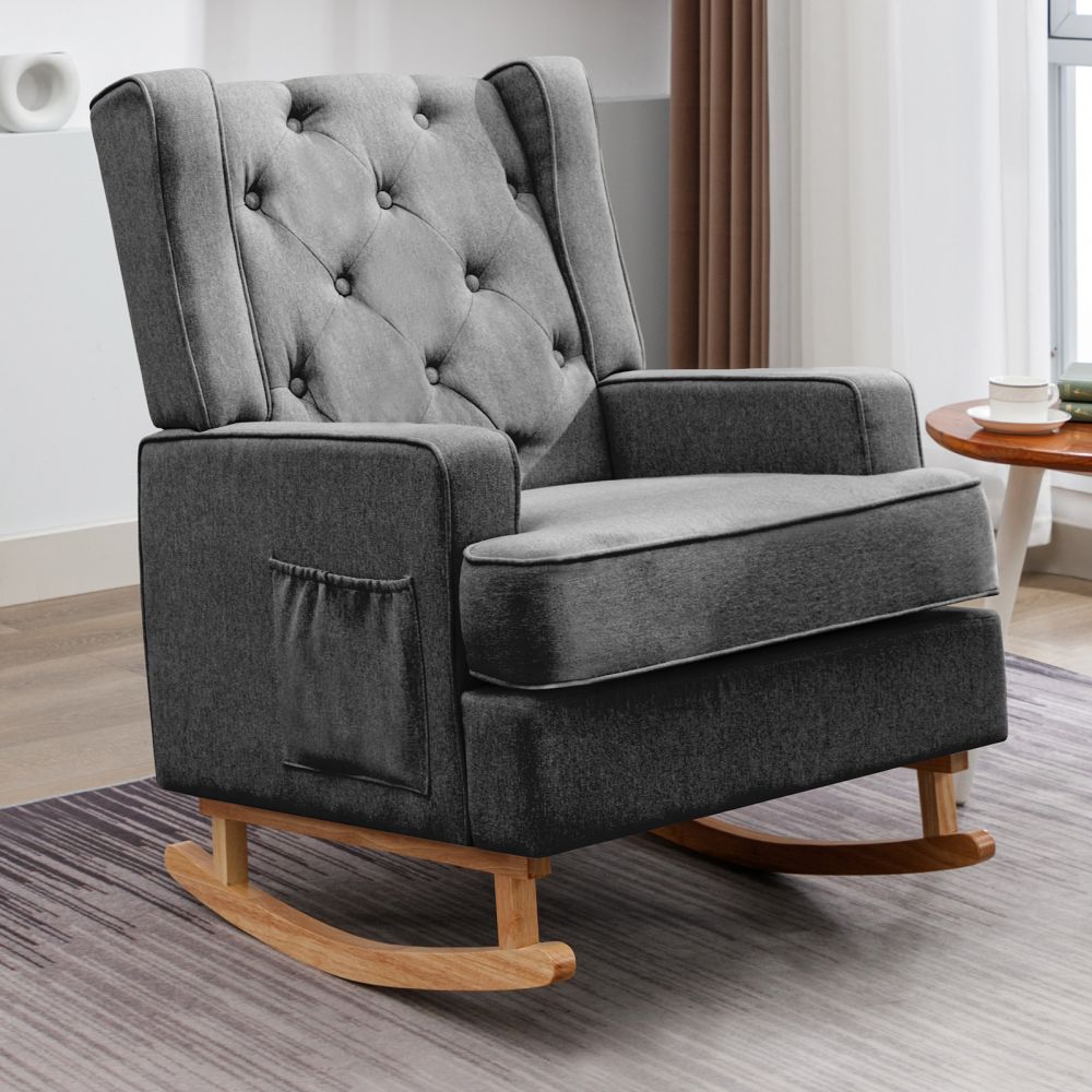 Mjkone Modern Accent Rocking Chair with High Backrest