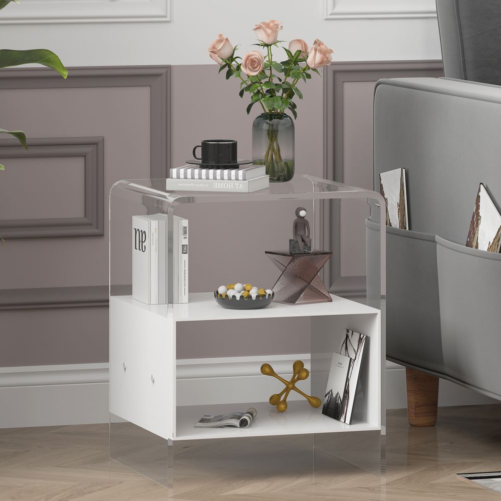 Mjkone Acrylic Minimalist Bedside Table With Storage