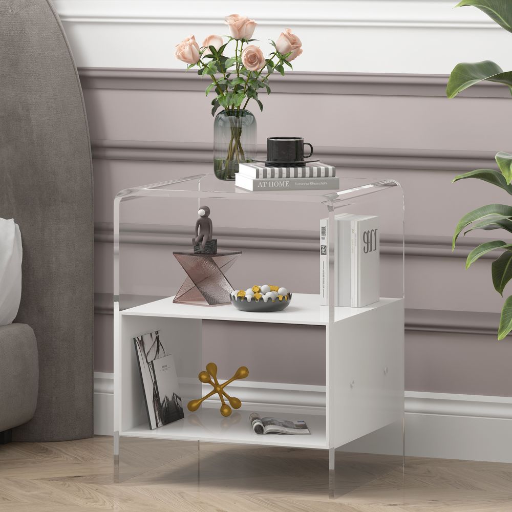 Mjkone Acrylic Minimalist Bedside Table With Storage