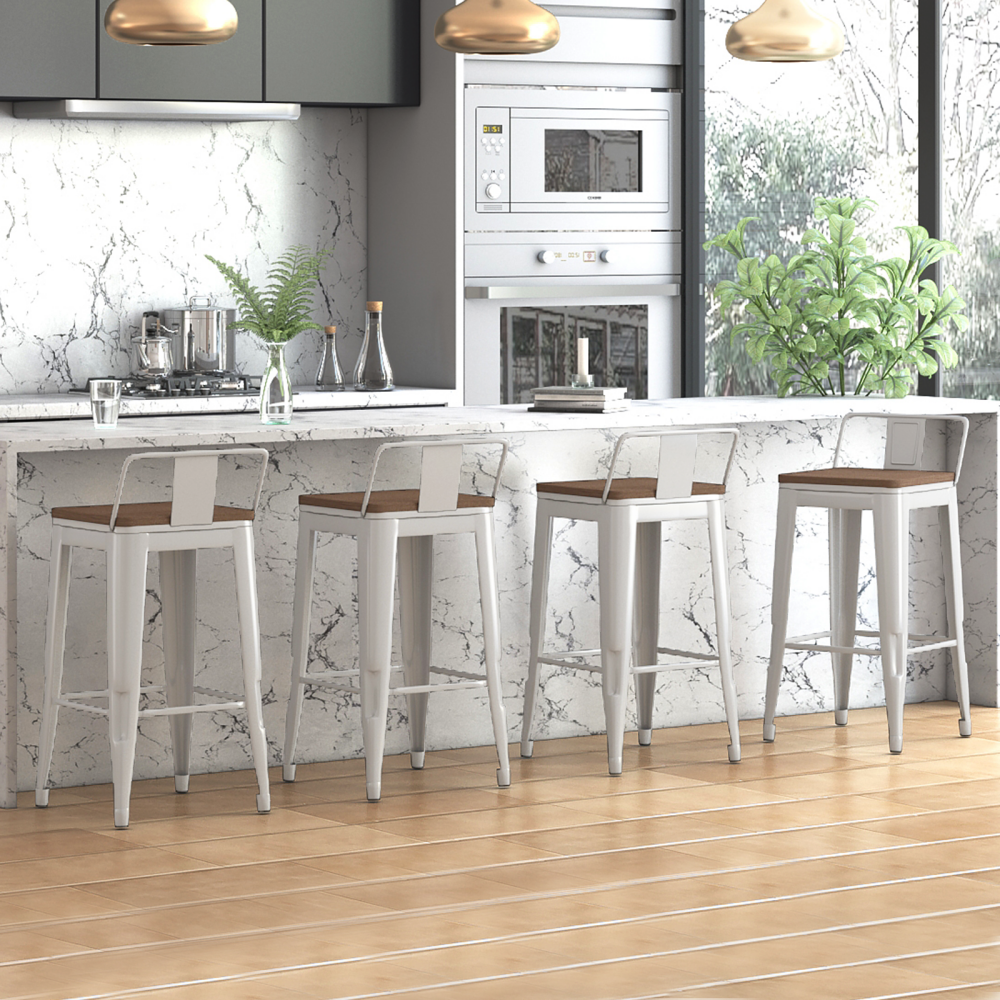 Mjkone Stackable Kitchen Metal Bar Stools Set of 4