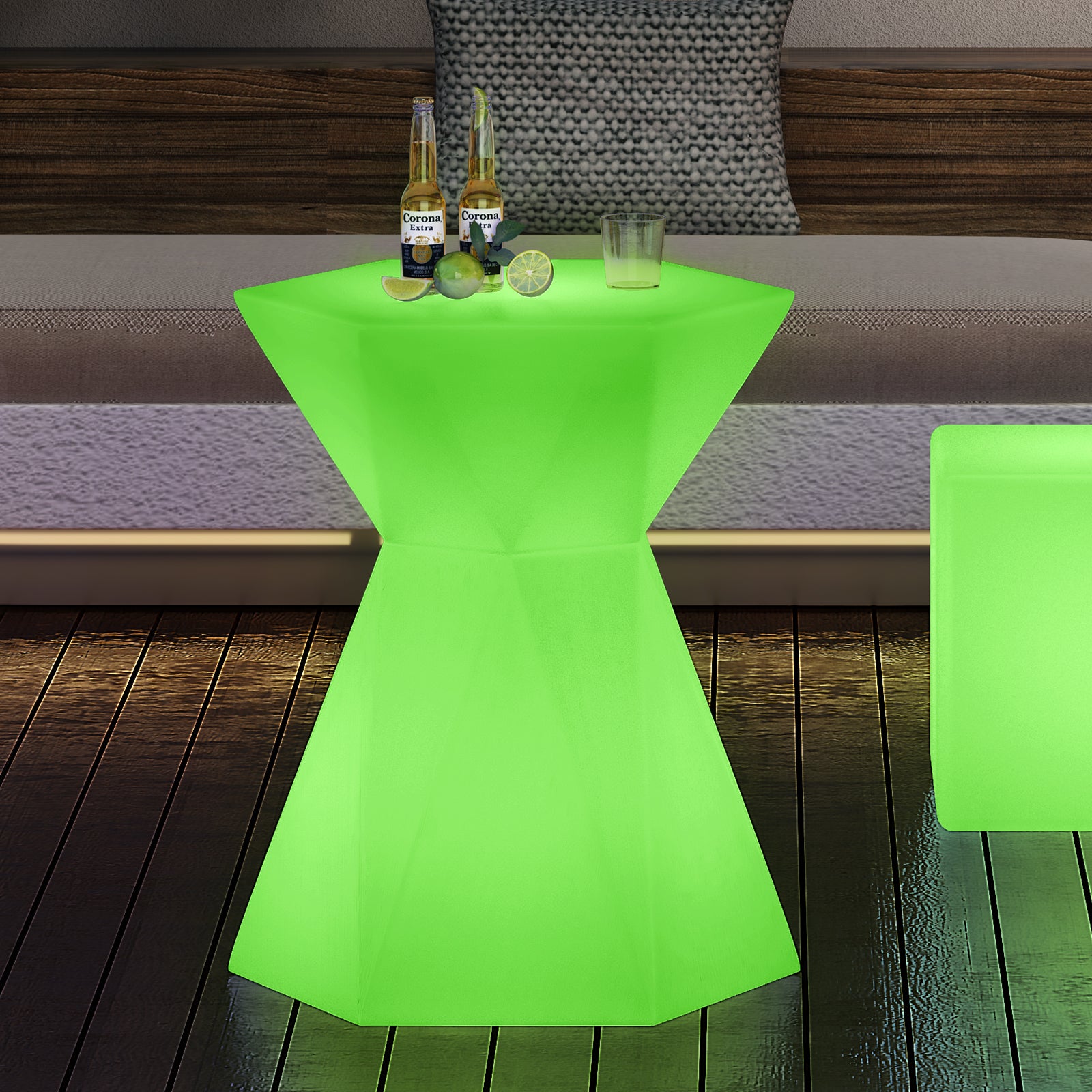 Mjkone Changing Colors LED Cocktail Table with Slim Waist, 20" Light Up Wine Table Cordless LED Cocktail Table, Rechargeable Light Up Pub Table for Party, Home Patio Pool Ambiance LED Furniture