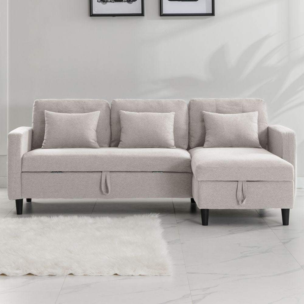 Mjkone L-Shape Sectional Sleeper Sofa Bed with Storage Chaise