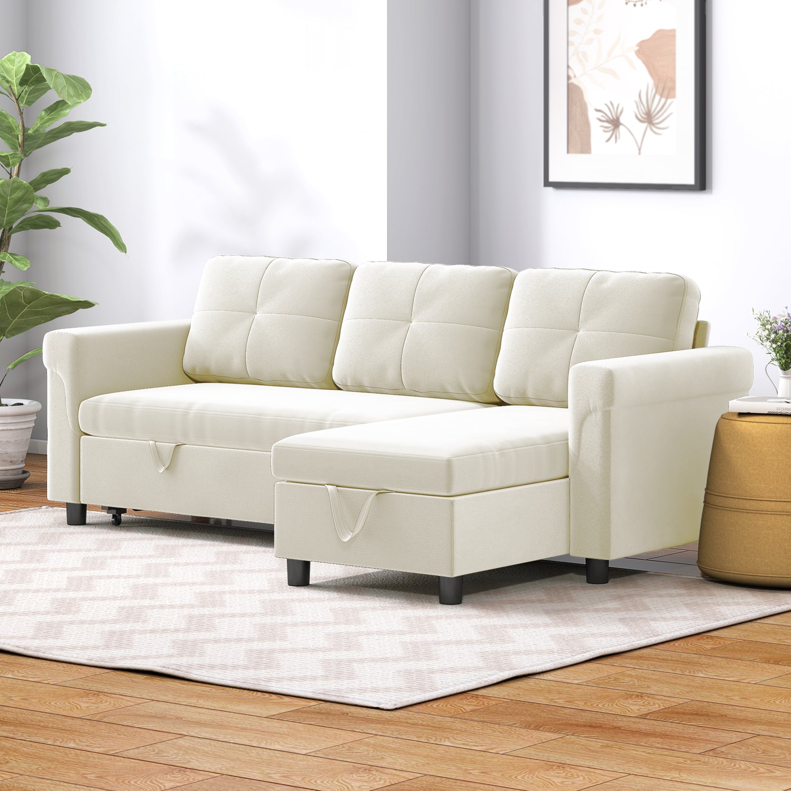 Mjkone 2-Piece L Shaped Upholstered Sectional Sofa Bed With Chaise