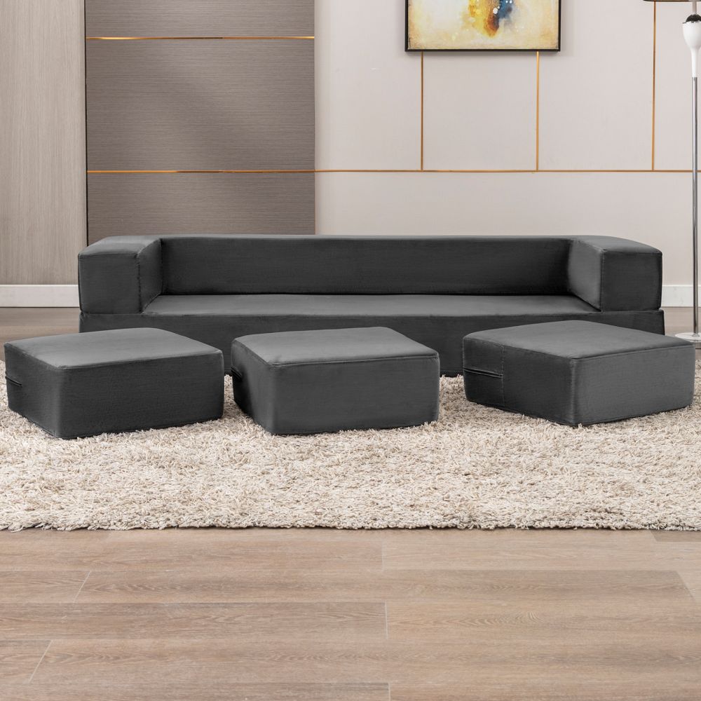 Mjkone Folding Sleeper Sofa Convertible Sofa Bed With Ottomans