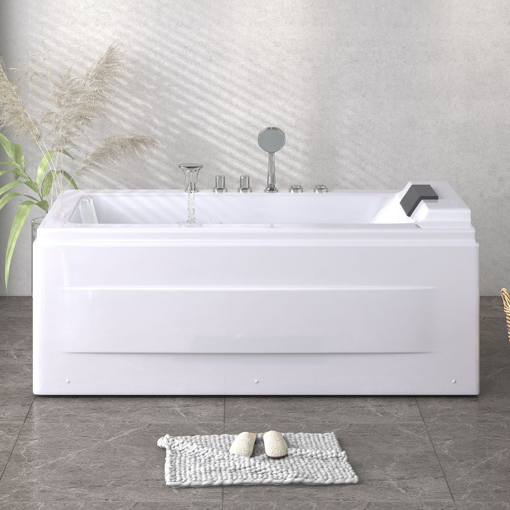 Mjkone 59" / 67" Acrylic Rectangle Hot Tub Whirlpool Massage Bathtub