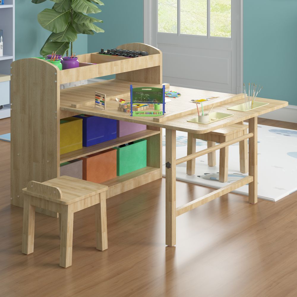 Mjkone Children Art Table and 2 Chairs Set