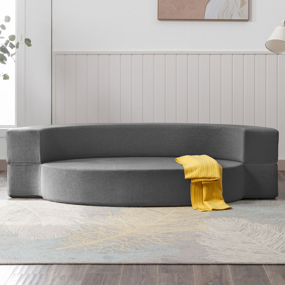 Mjkone Sectional Sleeper Sofa Convertible Sofa Bed with Futon Ottomans Light Grey