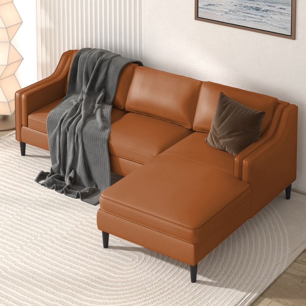 Mjkone 2-Piece Faux Leather Sectional Sofa With Ottoman
