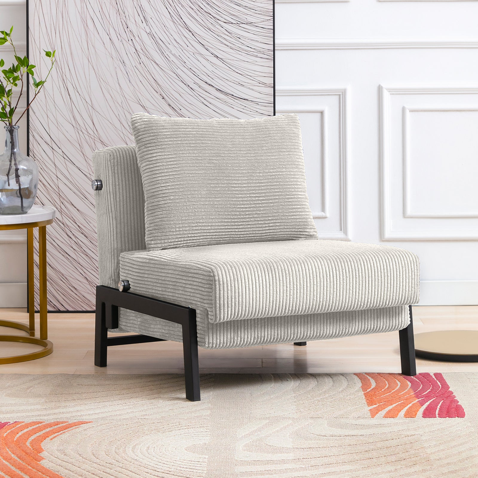 Mjkone 2 in 1 Pull Out Convertible Futon Sofa Chair Bed