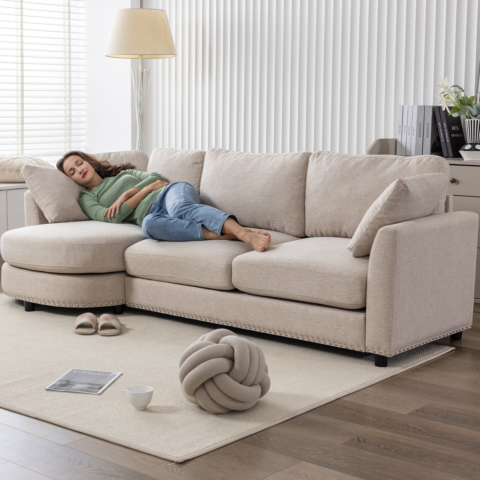 Mjkone 3-Seater Modern Curved Sofa Couch