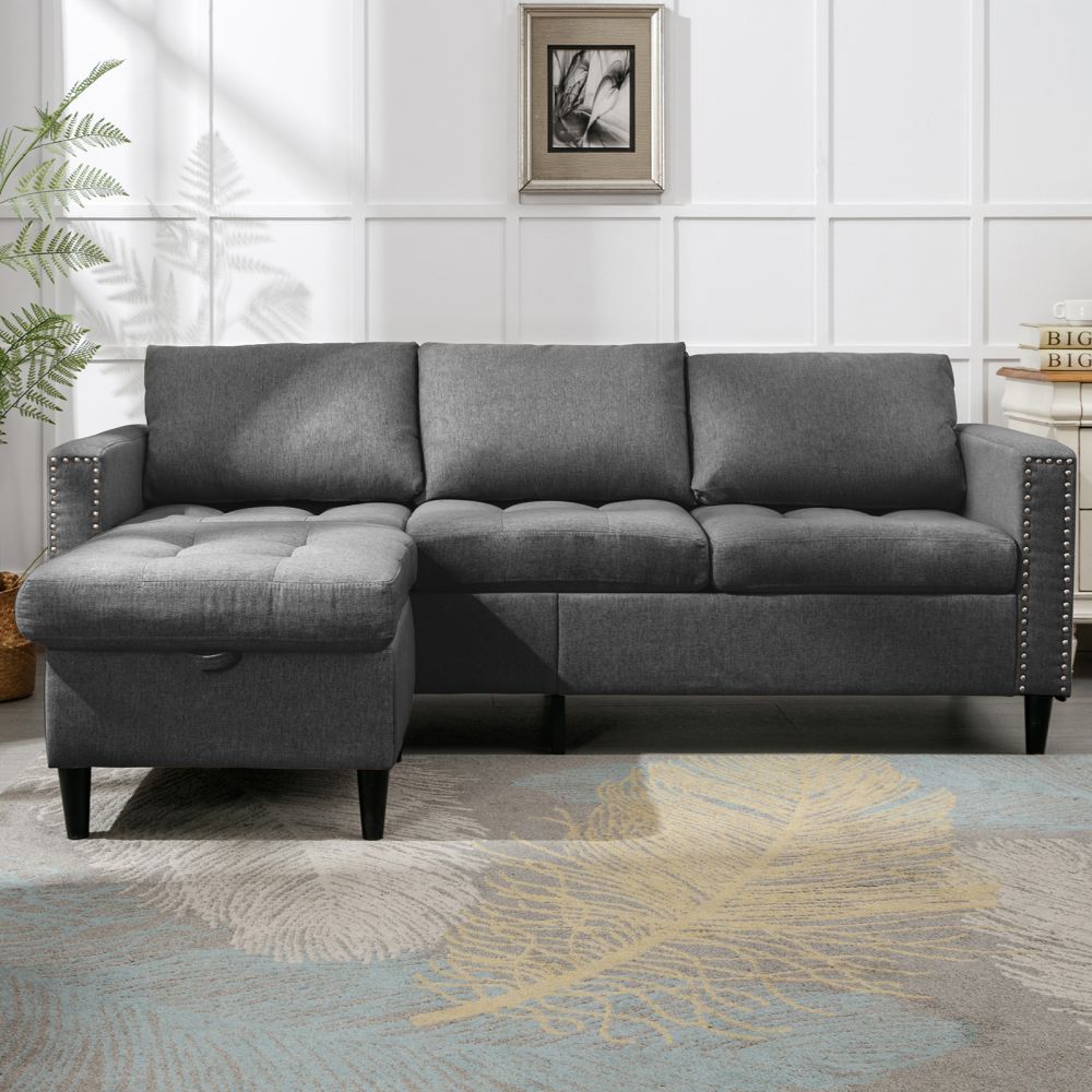 Mjkone 3-Seater Sectional Sofa with Flexible Storage Ottoman