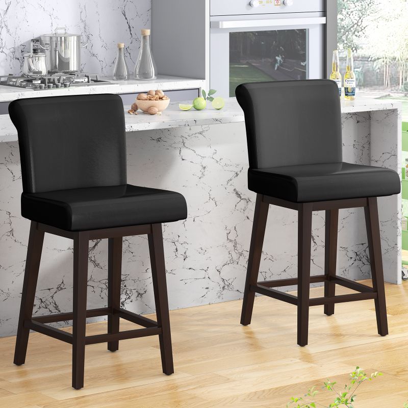 Mjkone 360° Swivel Faux Leather Bar Stools Set of 2/4