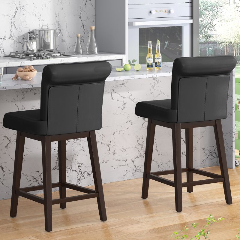 Mjkone 360° Swivel Faux Leather Bar Stools Set of 2/4