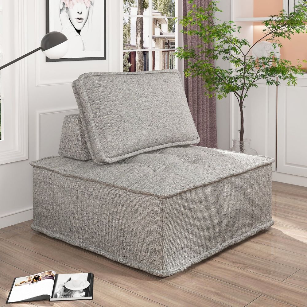 Mjkone Contemporary Upholstered Modular Sofa Chair With Pillow