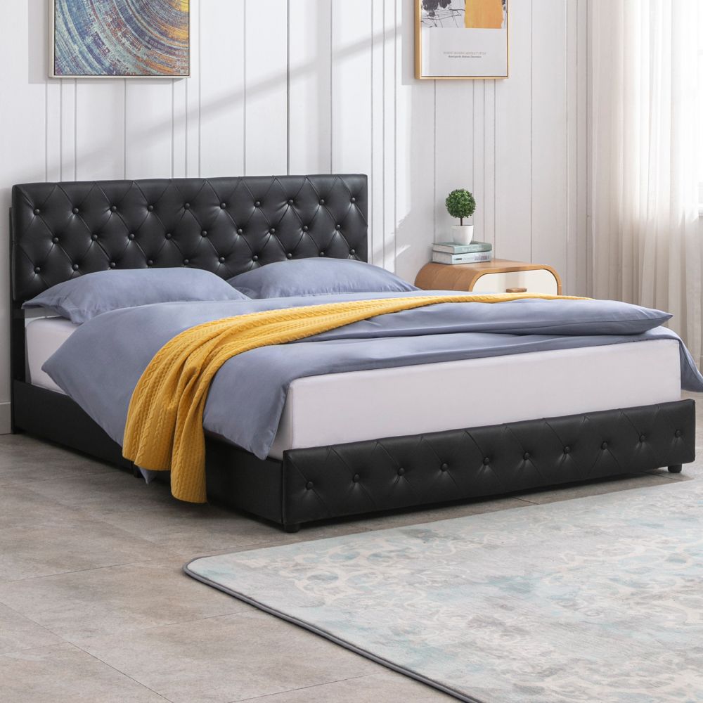 Mjkone Platform Drawer Bed Frame with Adjustable Headboard