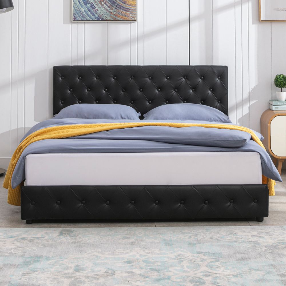 Mjkone Platform Drawer Bed Frame with Adjustable Headboard