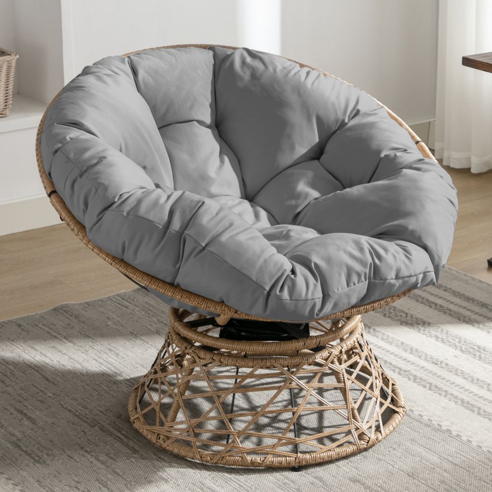 Mjkone Ergonomic Wicker Papasan Chair with Soft Cushion