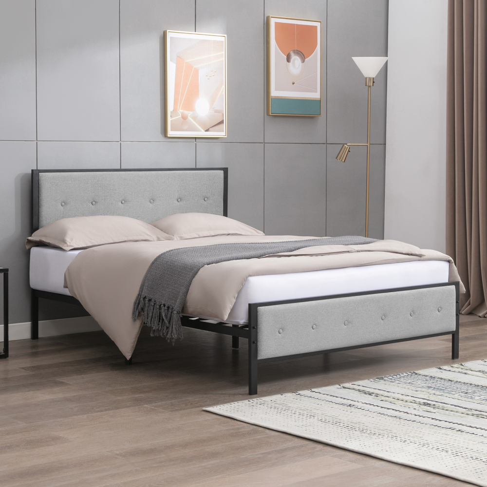 Mjkone Noise-Free Metal Platform Bed Frame with Headboard