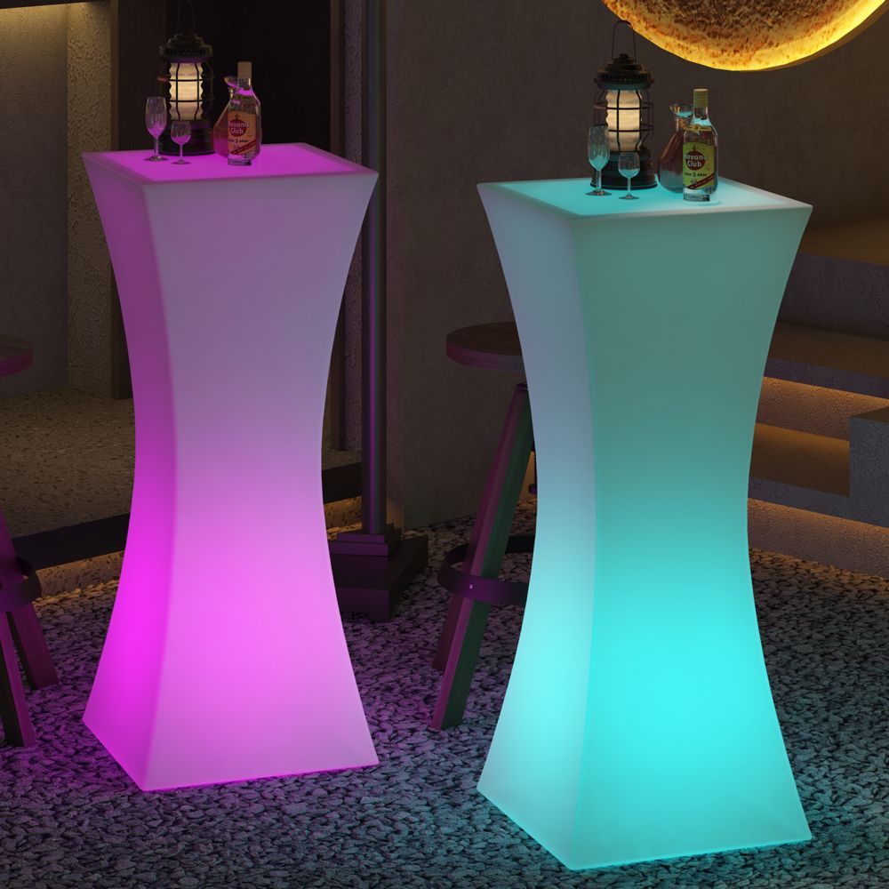 Mjkone LED Illuminated Hourglass Pub Table