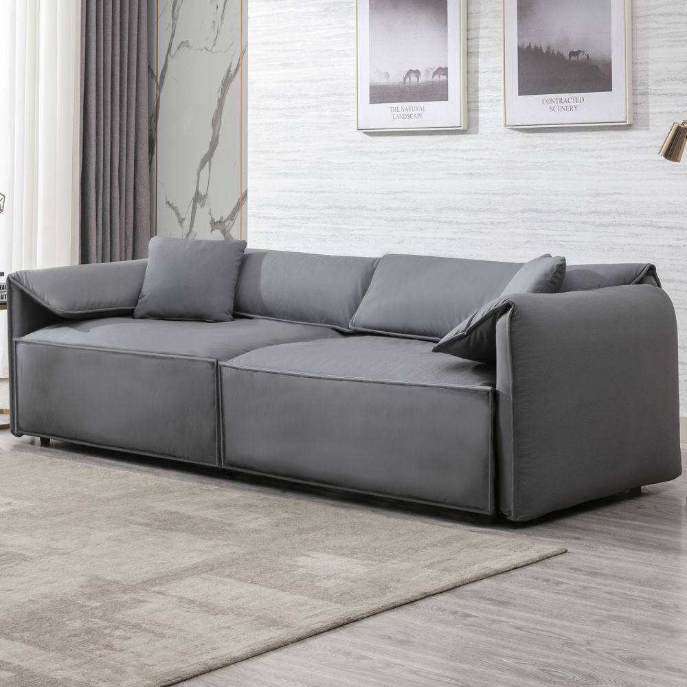 Mjkone Luxury Leather Oversized Loveseat 4-Seater Sofa Couch