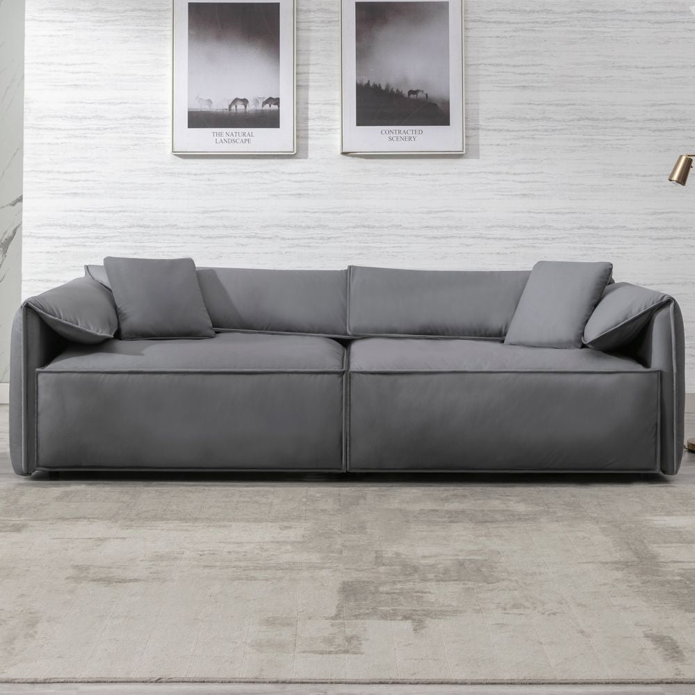 Mjkone Luxury Leather Oversized Loveseat 4-Seater Sofa Couch