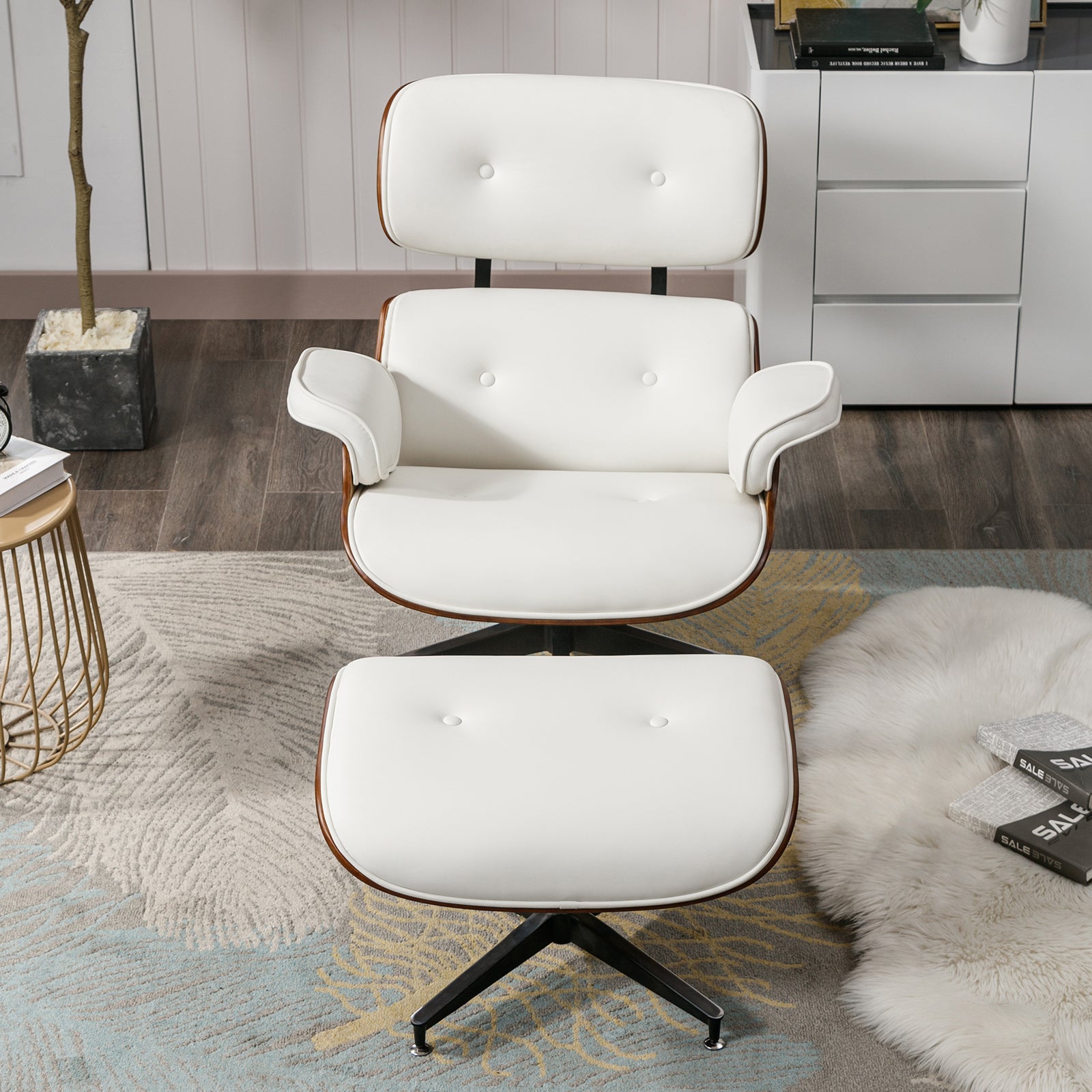 Mjkone Mid Century Swivel Lounge Accent Chair With Ottoman