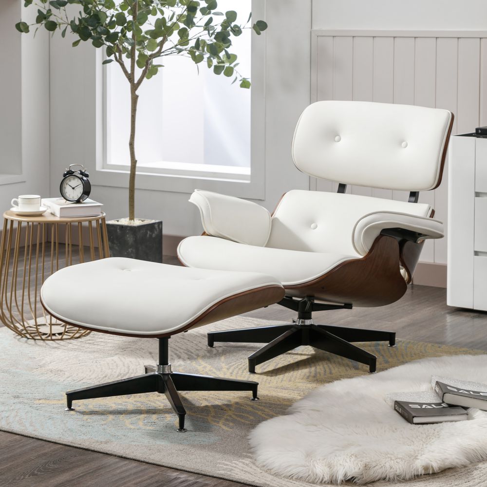 Mjkone Mid Century Swivel Lounge Accent Chair With Ottoman