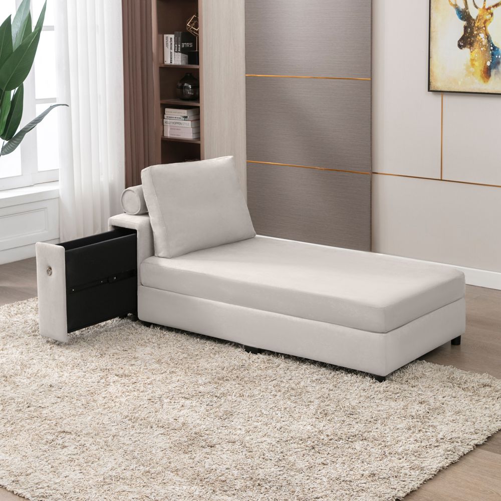 Mjkone Modern Chaise Lounges with Storage Backrest