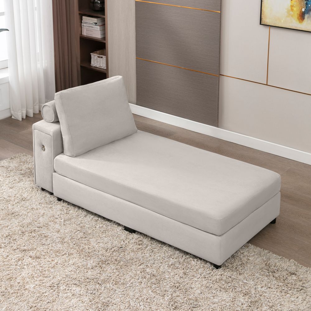 Mjkone Modern Chaise Lounges with Storage Backrest