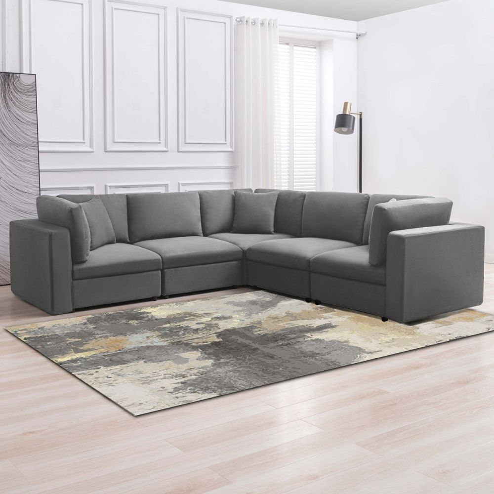 Mjkone Modern Corner Convertible Sectional Sofa Set with Ottoman