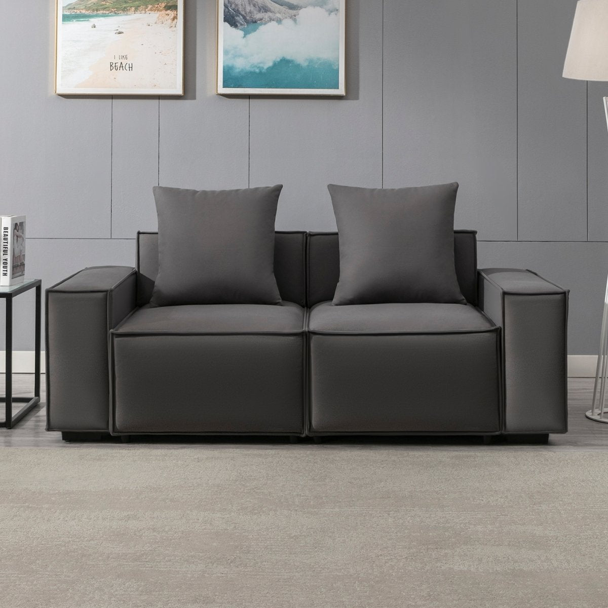 Mjkone Modern Loveseat Convertible Modular Sectional Sofa Set