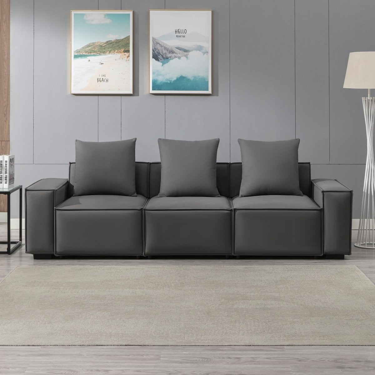 Mjkone Modern Loveseat Convertible Modular Sectional Sofa Set