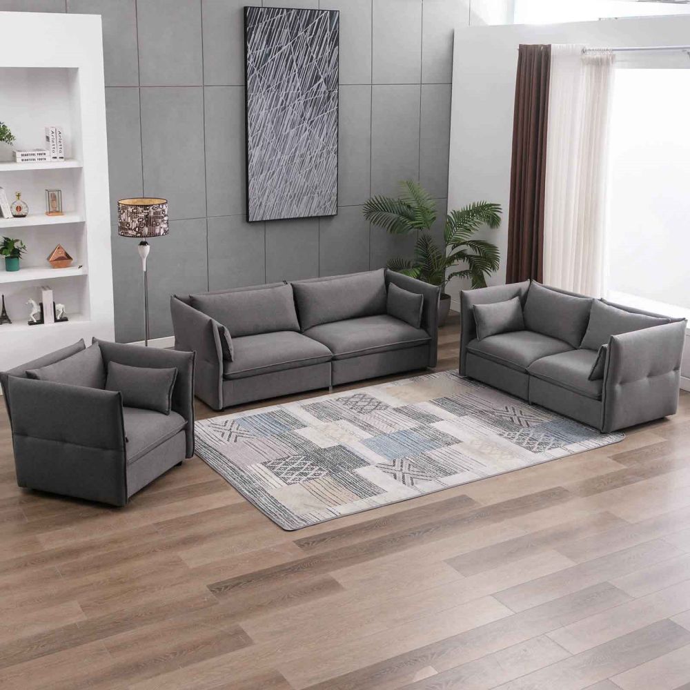 Mjkone Modern Reversible Sectional Sofa Set with Adjustable Armest