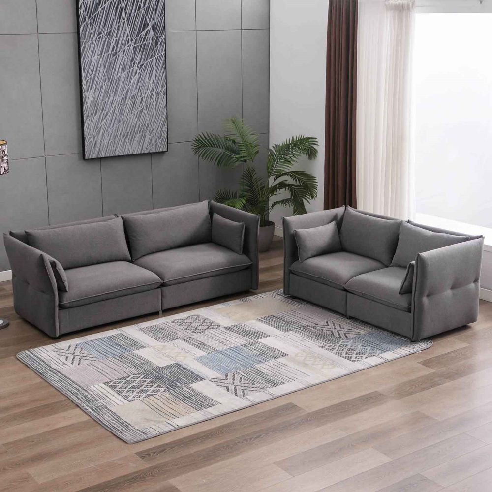 Mjkone Modern Reversible Sectional Sofa Set with Adjustable Armest