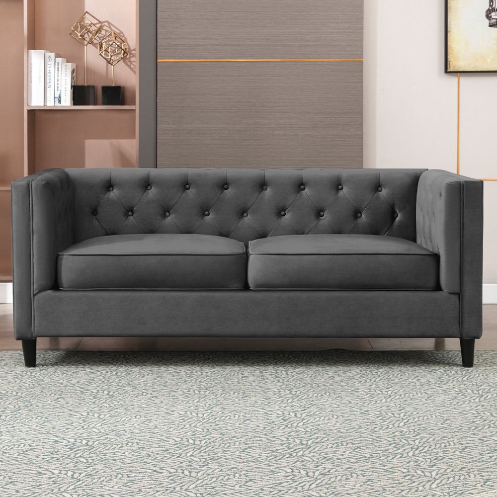 Mjkone Modern Upholstered Chesterfield Style Loveseat Sofa Set