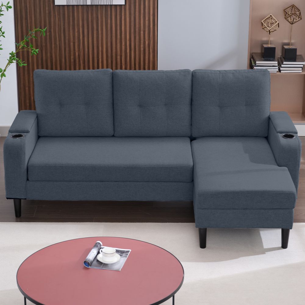 Mjkone Pull-Out Reversible Sleeper Sofa Bed with Storage Ottoman