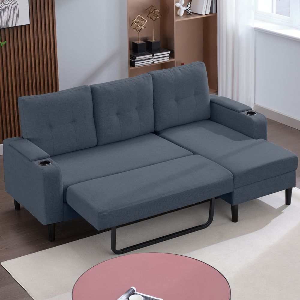 Mjkone Pull-Out Reversible Sleeper Sofa Bed with Storage Ottoman