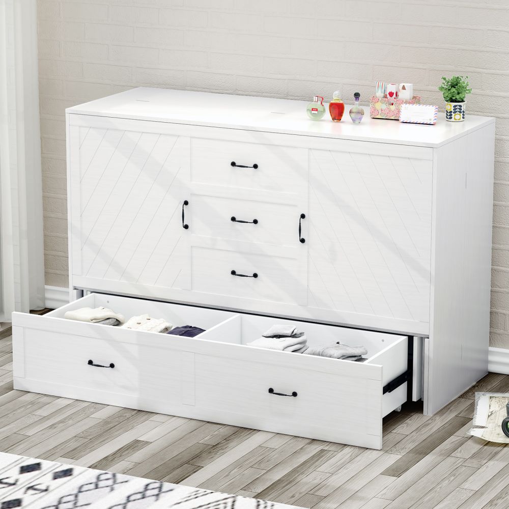 Mjkone Queen Size USB Murphy Bed with Foldable Mattress