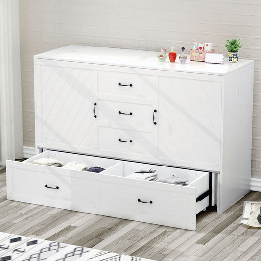 Mjkone Queen Size USB Murphy Bed with Foldable Mattress
