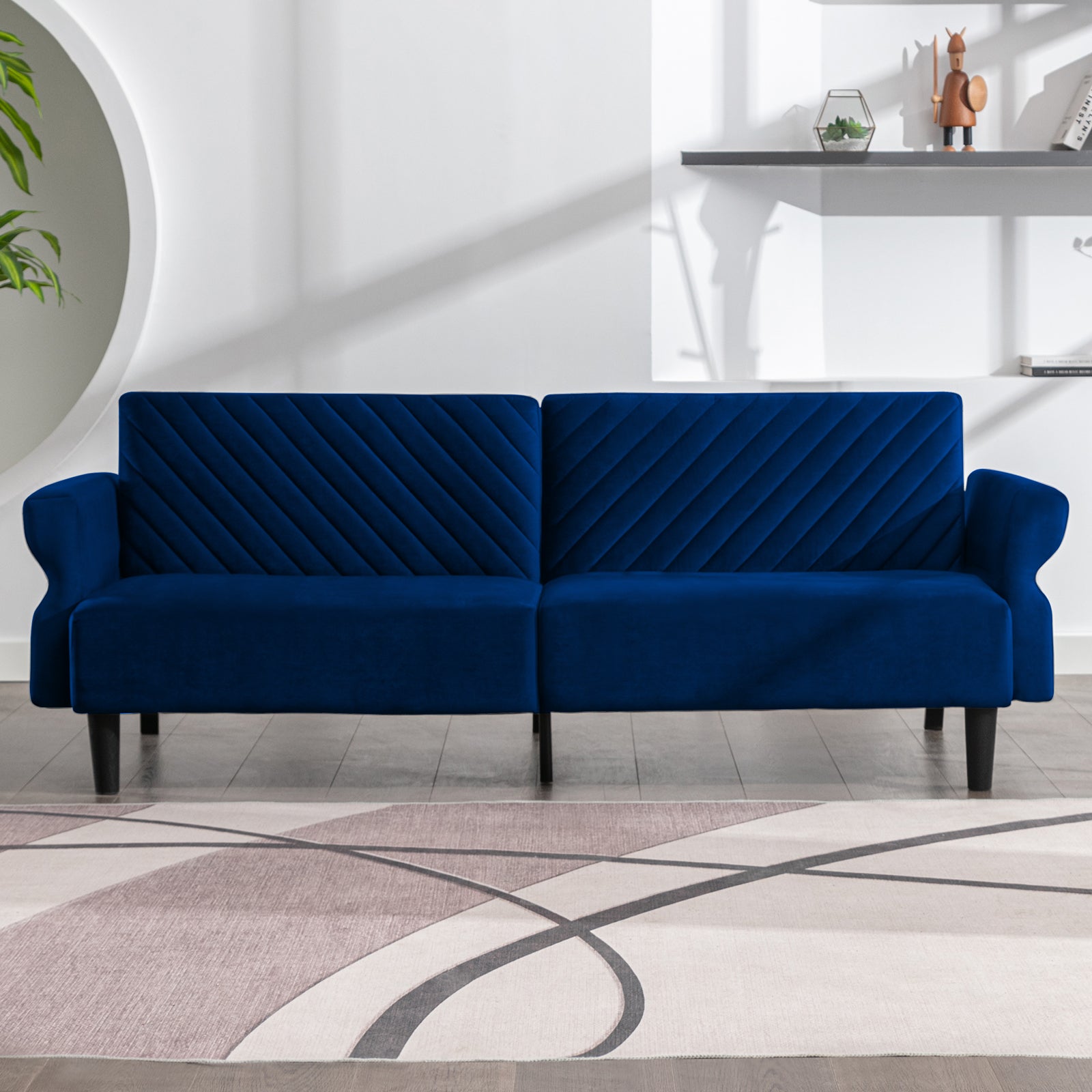 Mjkone Mid-Century Convertible Futon Sofa Bed Sleeper Loveseat