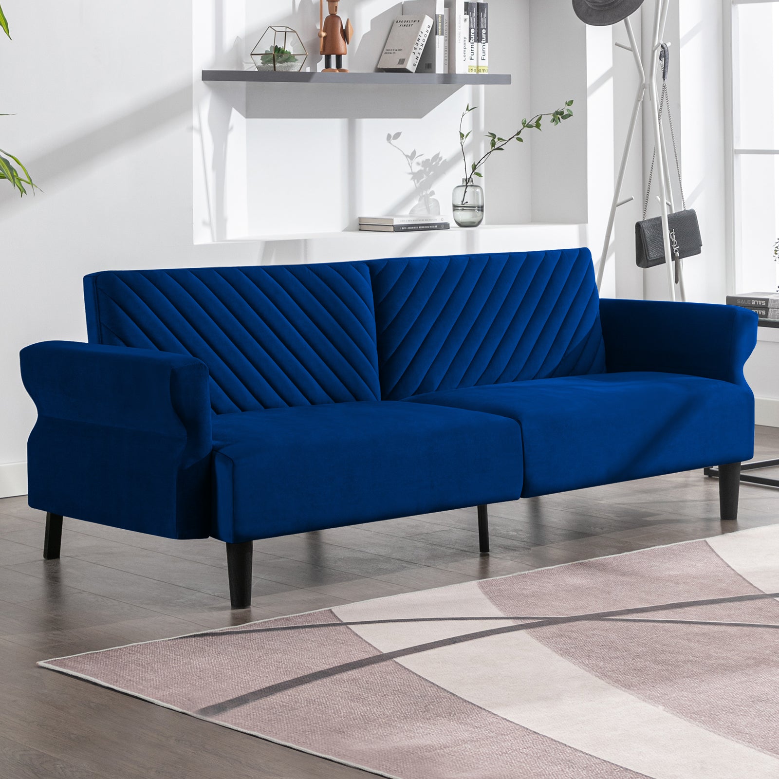 Mjkone Mid-Century Convertible Futon Sofa Bed Sleeper Loveseat