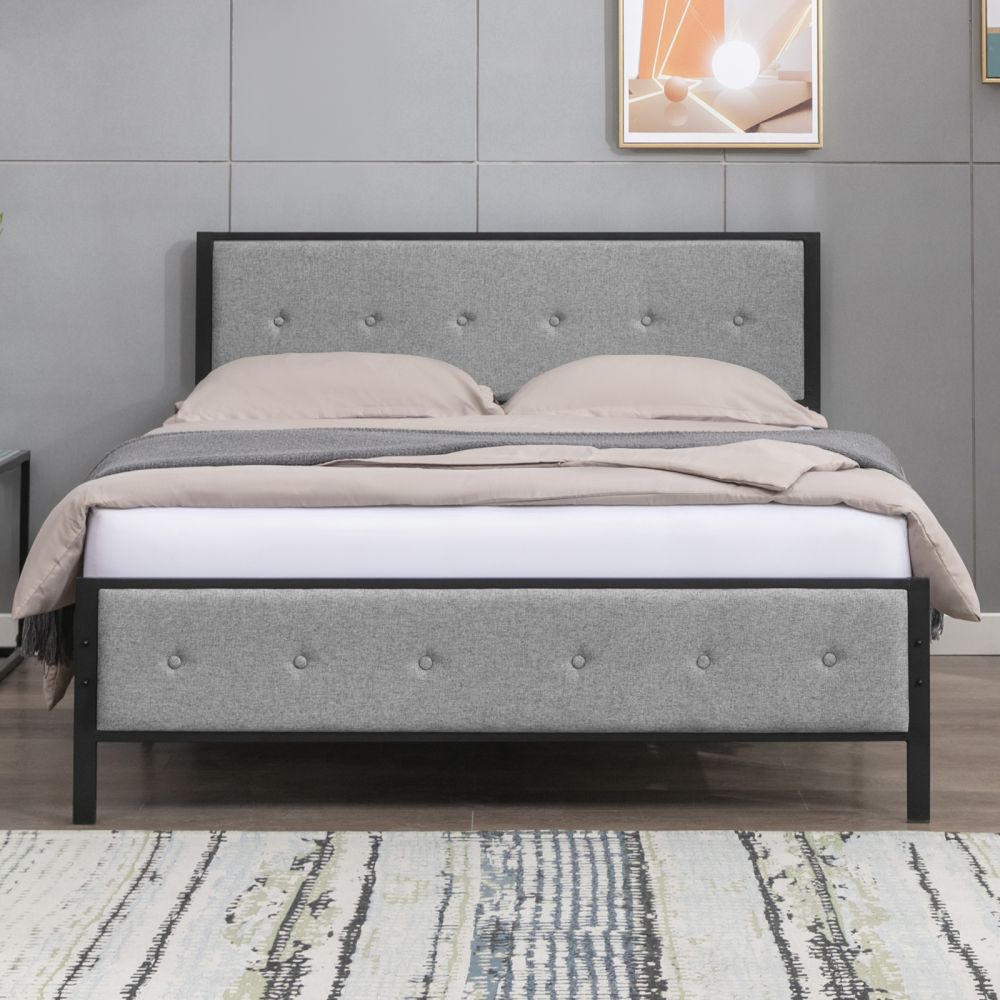 Mjkone Noise-Free Metal Platform Bed Frame with Headboard