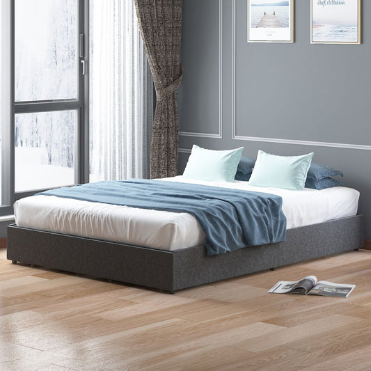 Mjkone Wood Platform Bed Frame With 2 Storage Drawers