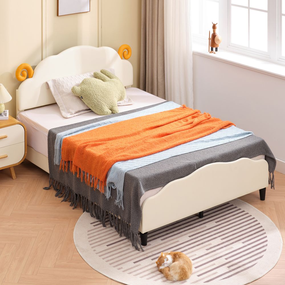 Mjkone Sheep Shape Headboard Toddler Kids Bed